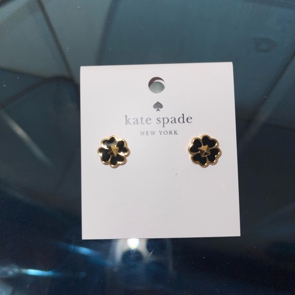 $118 Kate Spade♠️ Spades & Studs Enamel Earrings Mini Pendant Black Gold Set NWT - Picture 3 of 6